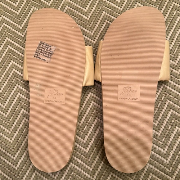J Crew NOT Factory 9.5 EUC Sand / Tan Slides Leather with Synthetic Sole worn 1x - Picture 5 of 8